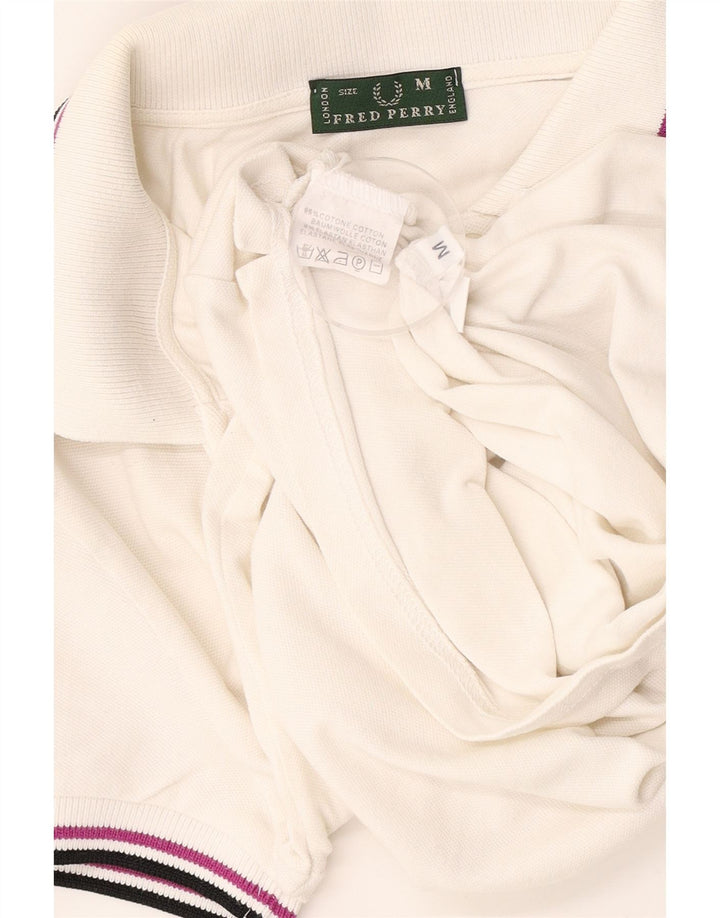 FRED PERRY Womens Polo Shirt UK 12 Medium White Cotton