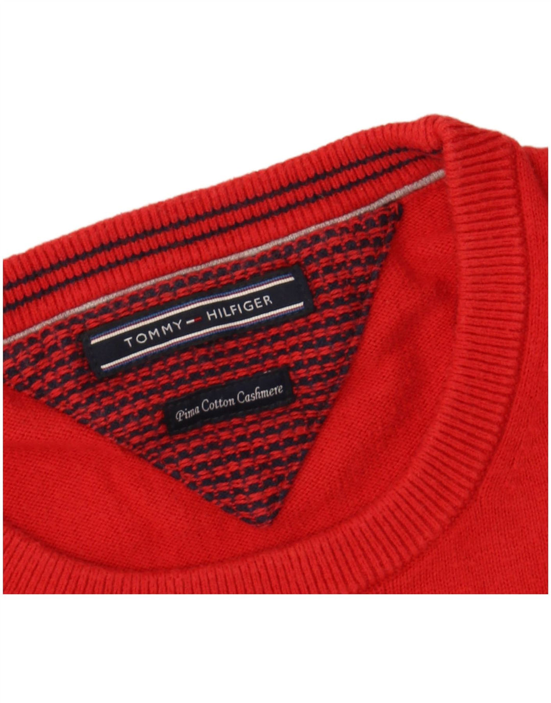 TOMMY HILFIGER Mens Crew Neck Jumper Sweater Large Red Cotton