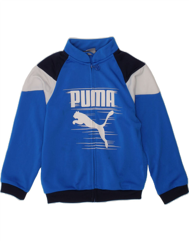 PUMA Boys Graphic Tracksuit Top Jacket 2-3 Years Blue Colourblock Vintage Puma and Second-Hand Puma from Messina Hembry 