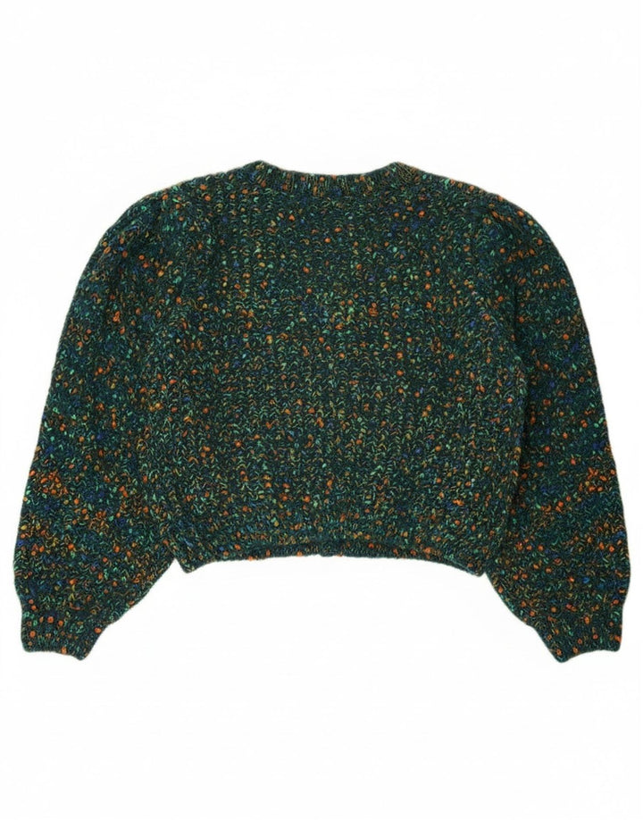 Cider Womens Crop Cardigan Sweater UK 16 Large Green Flecked Polyester