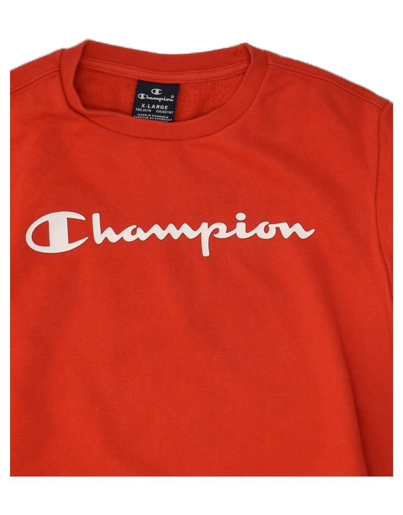 CHAMPION Boys Graphic Sweatshirt Jumper 13-14 Years XL  Red Cotton | Vintage Champion | Thrift | Second-Hand Champion | Used Clothing | Messina Hembry 