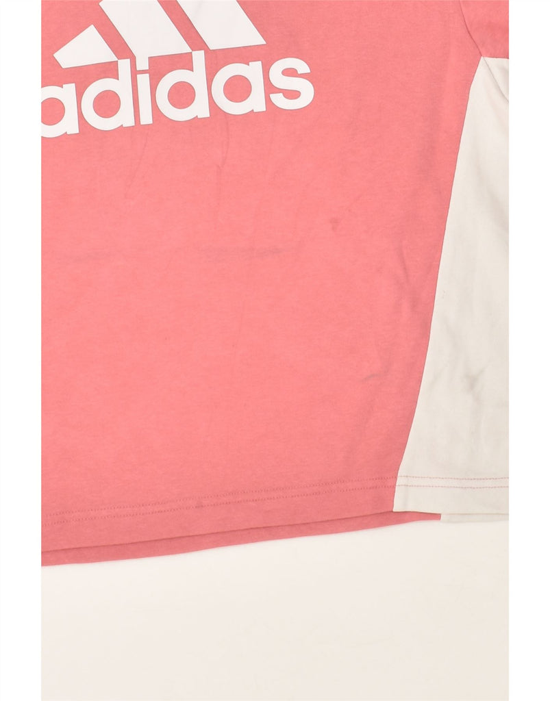 ADIDAS Girls Graphic Hoodie Jumper 14-15 Years Pink Colourblock Cotton | Vintage Adidas | Thrift | Second-Hand Adidas | Used Clothing | Messina Hembry 