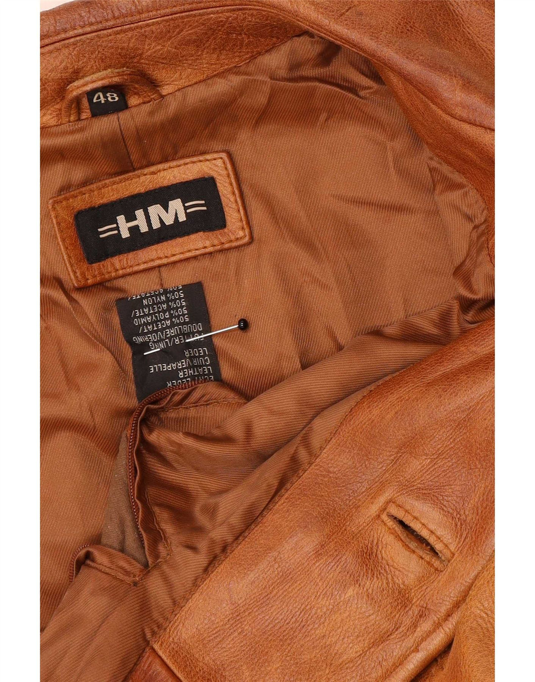 Vintage Mens Leather Jacket EU 48 Medium Brown Classic