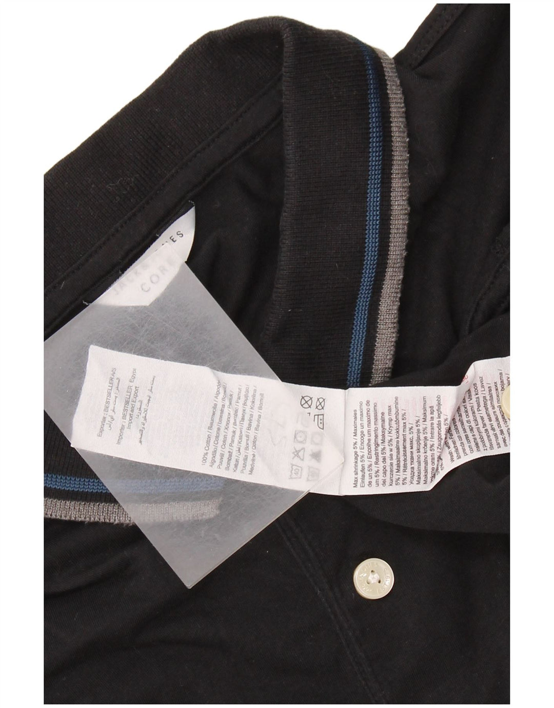 JACK & JONES Mens Polo Shirt Large Black Cotton