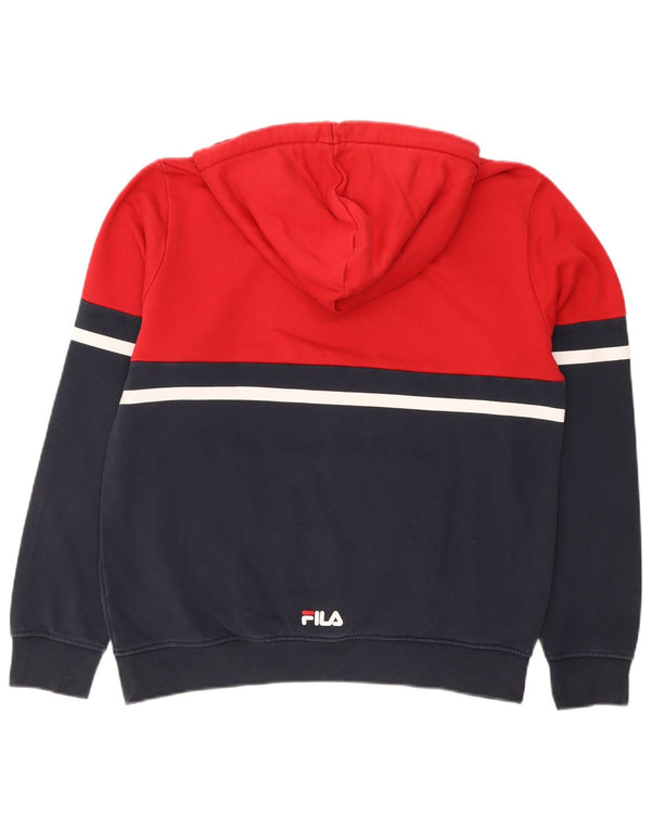 Fila Mens Graphic Hoodie Jumper Small Red Colourblock