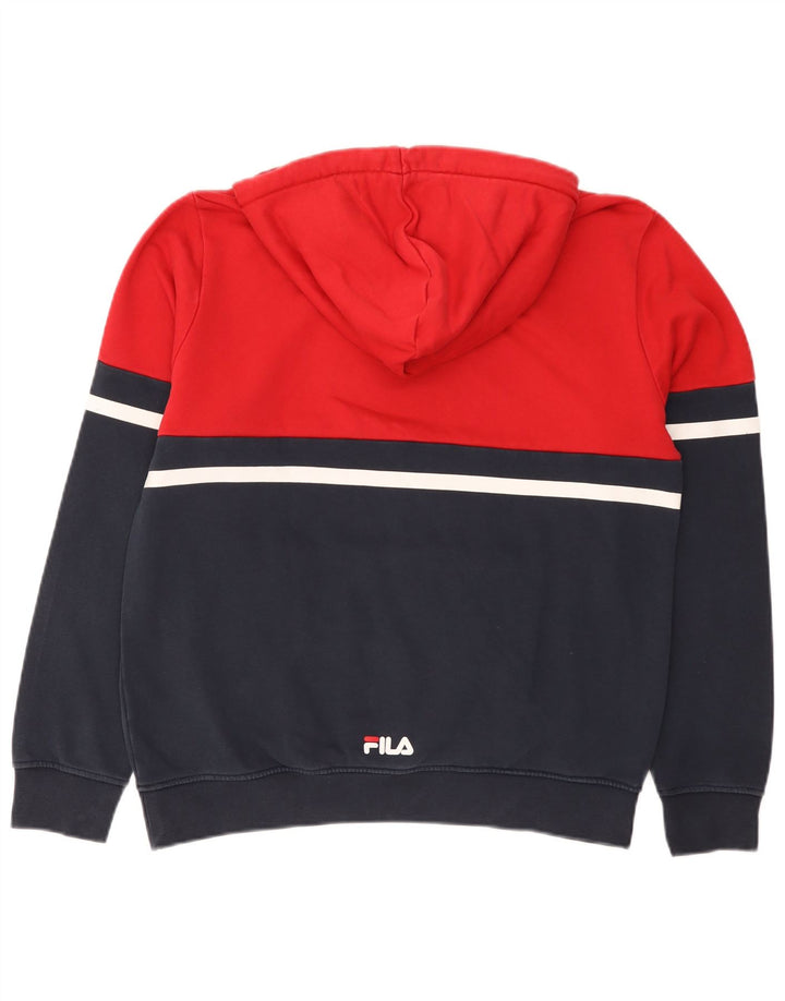 Fila Mens Graphic Hoodie Jumper Small Red Colourblock
