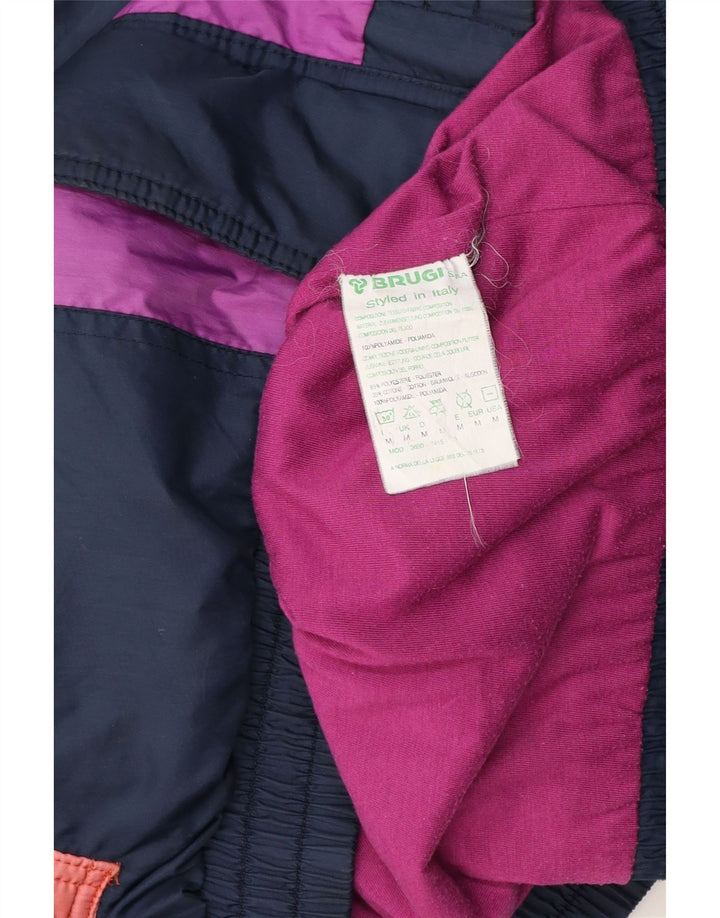 Brugi Mens Bomber Jacket UK 38 Medium Navy Blue Colourblock Polyester