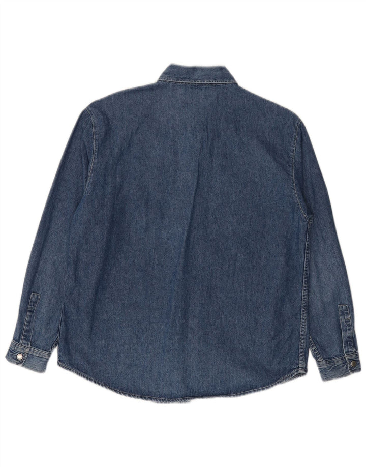 BENETTON Boys Denim Shirt 9-10 Years Large Blue Cotton