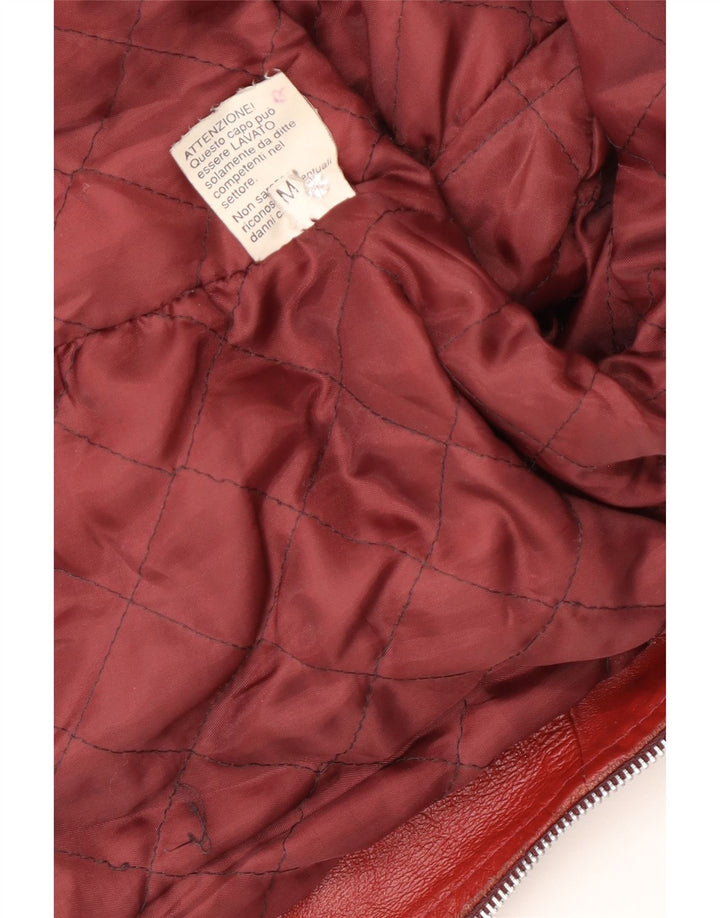 Vintage Womens Leather Jacket UK 14 Medium Red