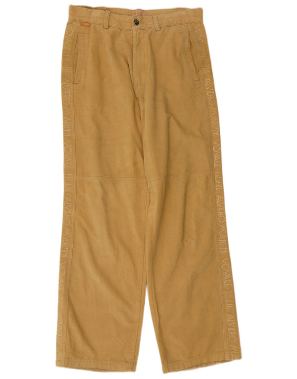 ALVIERO MARTINI Mens Graphic Straight Corduroy Trousers W30 L31 Beige