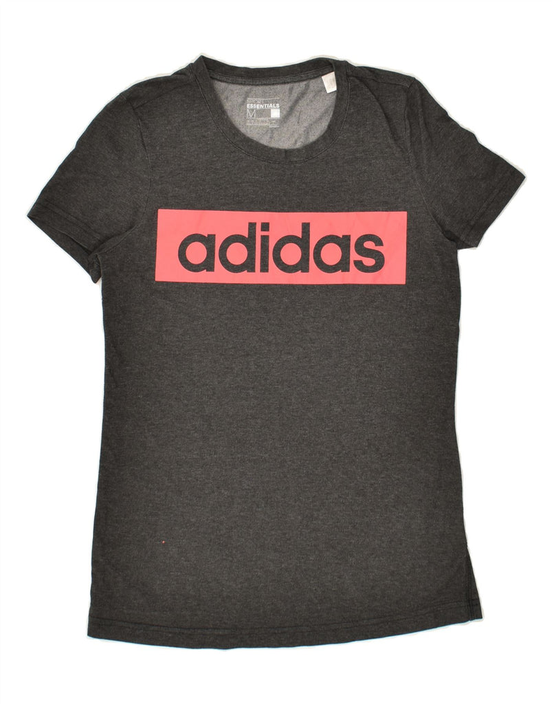 ADIDAS Womens Climalite Graphic T-Shirt Top UK 12/14 Medium Grey Flecked | Vintage Adidas | Thrift | Second-Hand Adidas | Used Clothing | Messina Hembry 