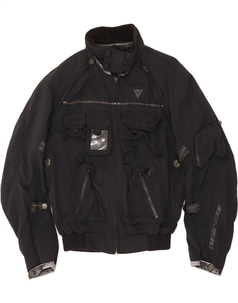 DAINESE Womens Graphic Racer Jacket UK 14 Medium Black Nylon Vintage Dainese and Second-Hand Dainese from Messina Hembry 