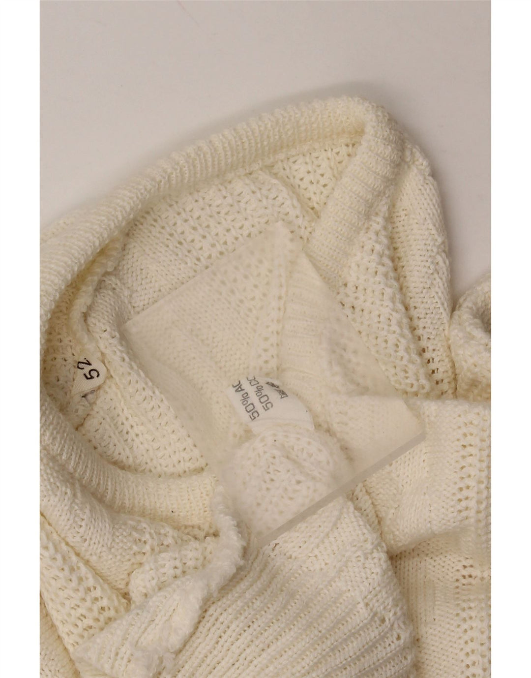 VINTAGE Mens Crew Neck Jumper Sweater IT 52 Large White Acrylic