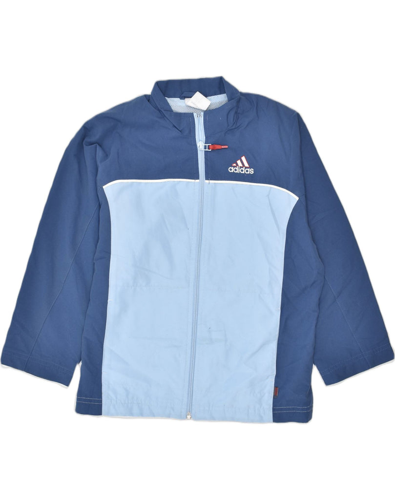 ADIDAS Boys Tracksuit Top Jacket 7-8 Years Blue Colourblock Polyester | Vintage | Thrift | Second-Hand | Used Clothing | Messina Hembry 