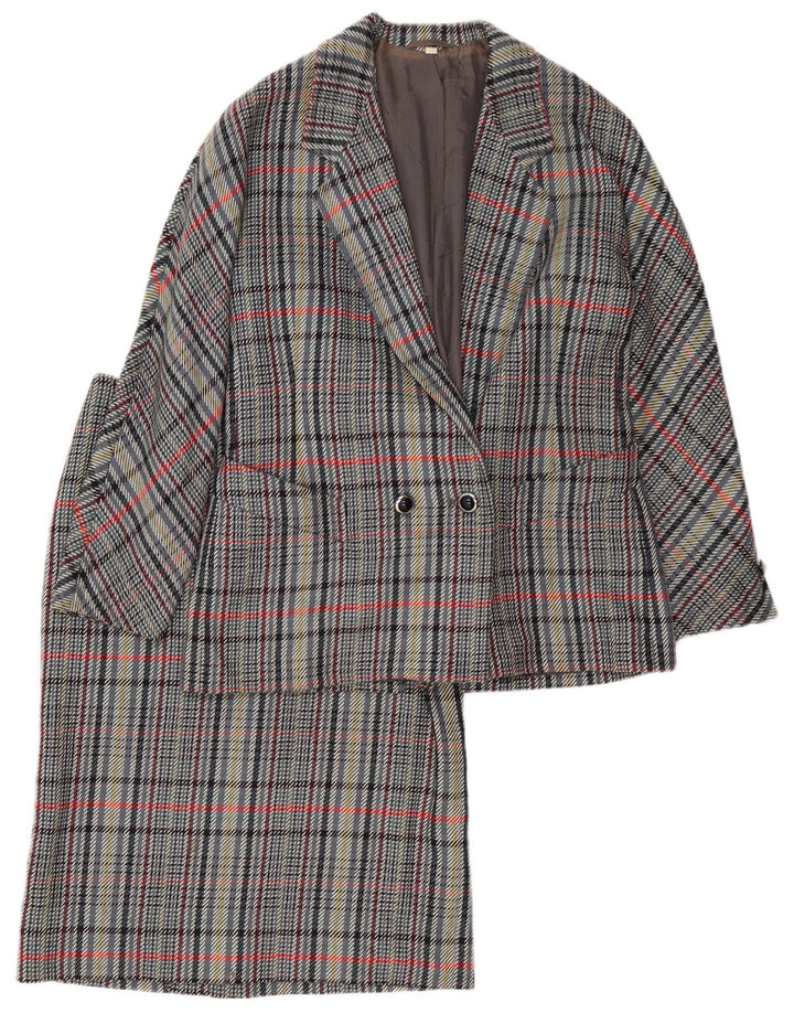 VINTAGE Womens 2 Piece Skirt Set IT 42 Medium W30  Grey Check