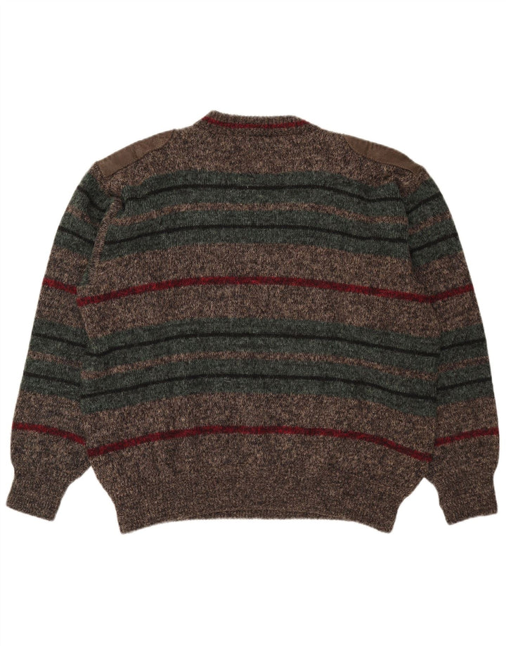 Ranger Mens Crew Neck Jumper Sweater XL Brown Striped Polyamide