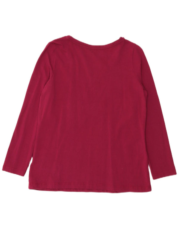 Marks & Spencer Womens Top Long Sleeve UK 14 Large Burgundy Cotton