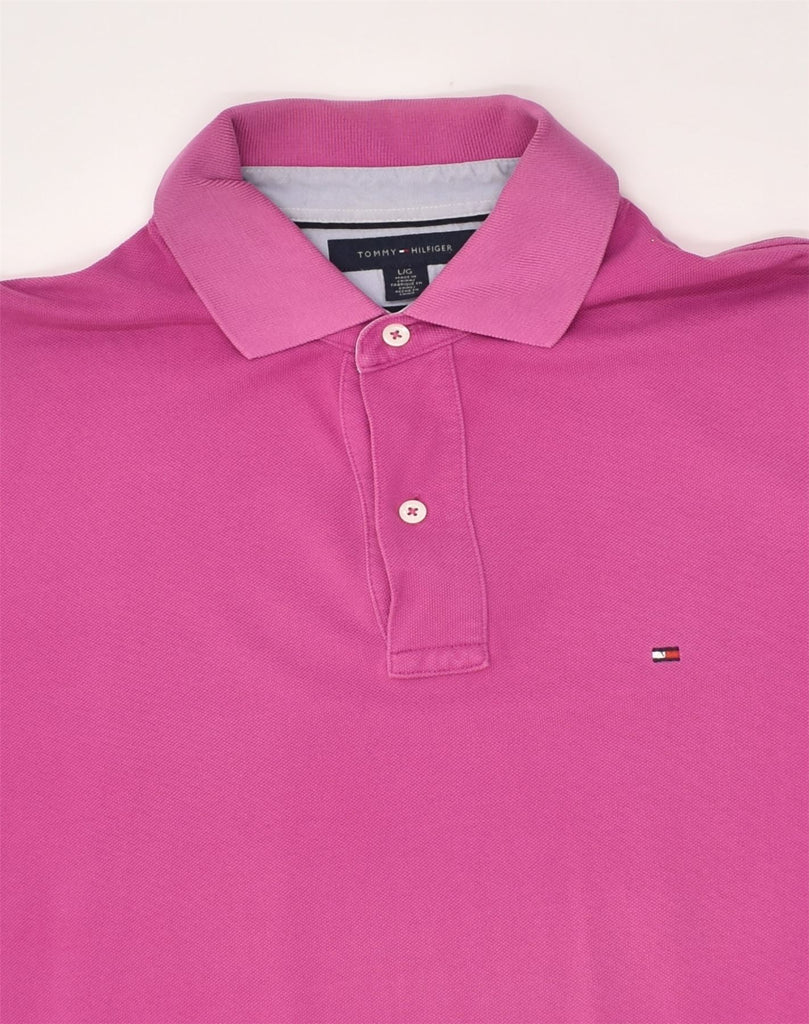 TOMMY HILFIGER Mens Polo Shirt Large Pink Cotton | Vintage Tommy Hilfiger | Thrift | Second-Hand Tommy Hilfiger | Used Clothing | Messina Hembry 