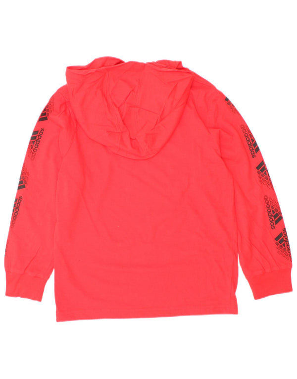 Adidas Boys Graphic Hoodie Jumper 3-4 Years Red Cotton