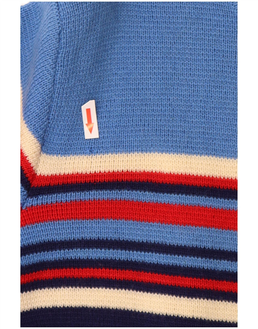 Vintage Womens Boat Neck Jumper Sweater UK 12 Medium Blue Striped New Wool