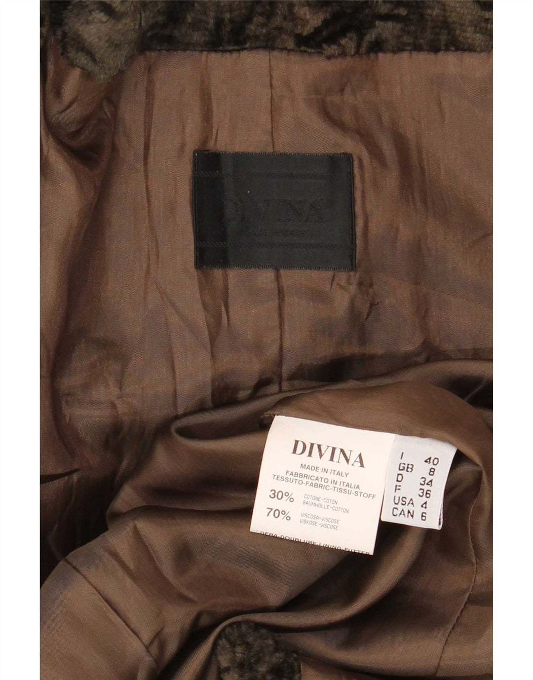 Divina Womens Bomber Jacket UK 8 Small Khaki Cotton
