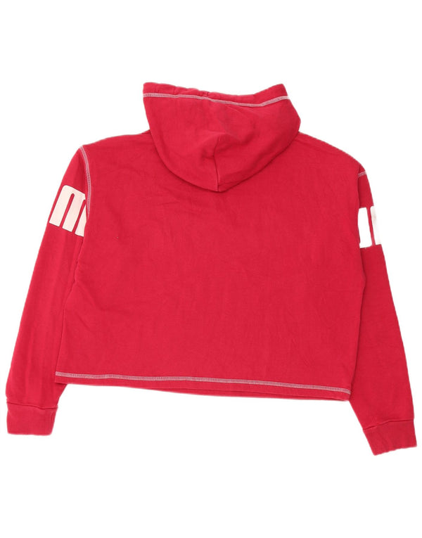 Puma Womens Oversized Graphic Crop Hoodie Jumper UK 10 Small Red