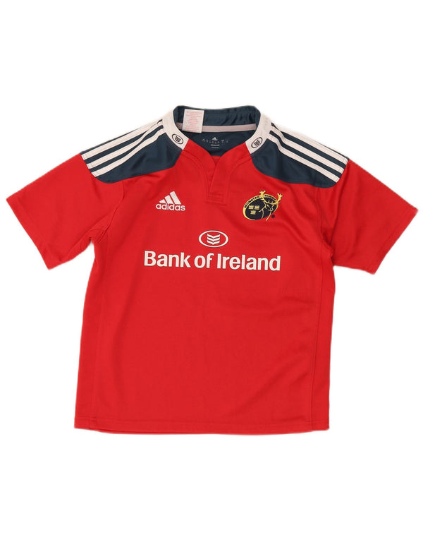 ADIDAS Boys Munster Rugby Graphic T-Shirt Top 11-12 Years Red Colourblock
