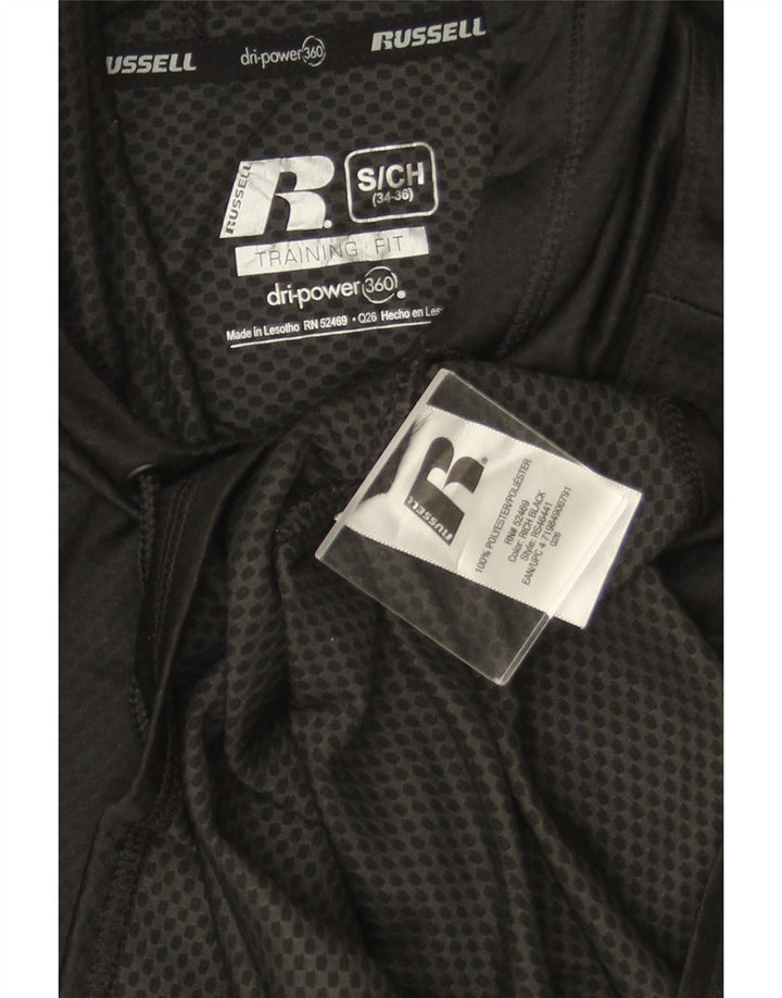Russell Athletic Mens Top Long Sleeve UK 34/36 Small Black Polyester