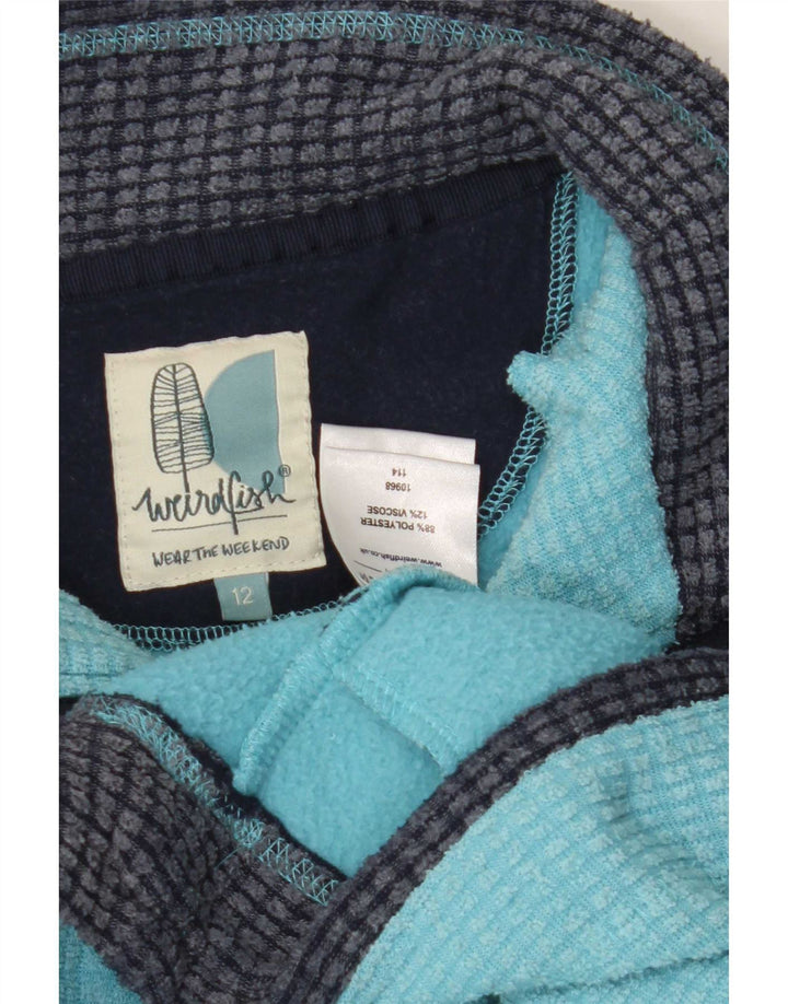 Weird Fish Womens Zip Neck Fleece Jumper UK 12 Medium Blue Polyester