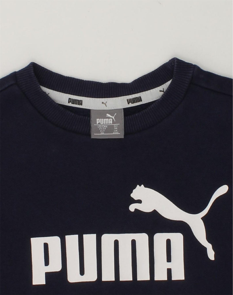 PUMA Boys Graphic Sweatshirt Jumper 2-3 Years Navy Blue | Vintage Puma | Thrift | Second-Hand Puma | Used Clothing | Messina Hembry 