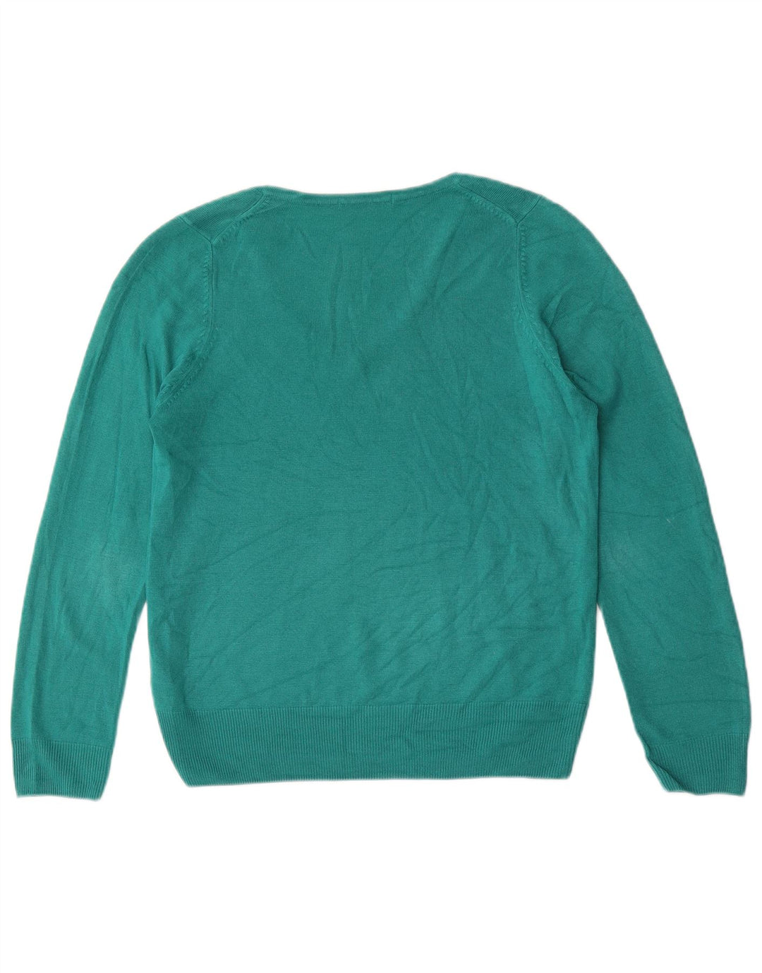Marks & Spencer Womens V-Neck Jumper Sweater UK 12 Medium Green Acrylic