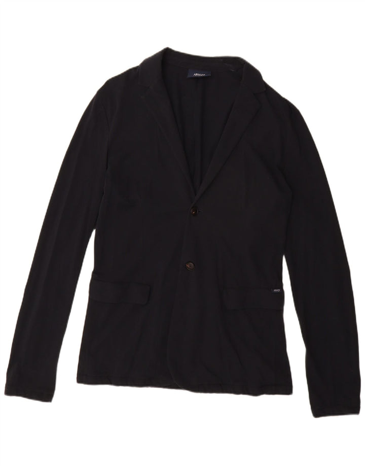 Armani Jeans Womens 2 Button Blazer Jacket UK 18 XL Navy Blue Cotton
