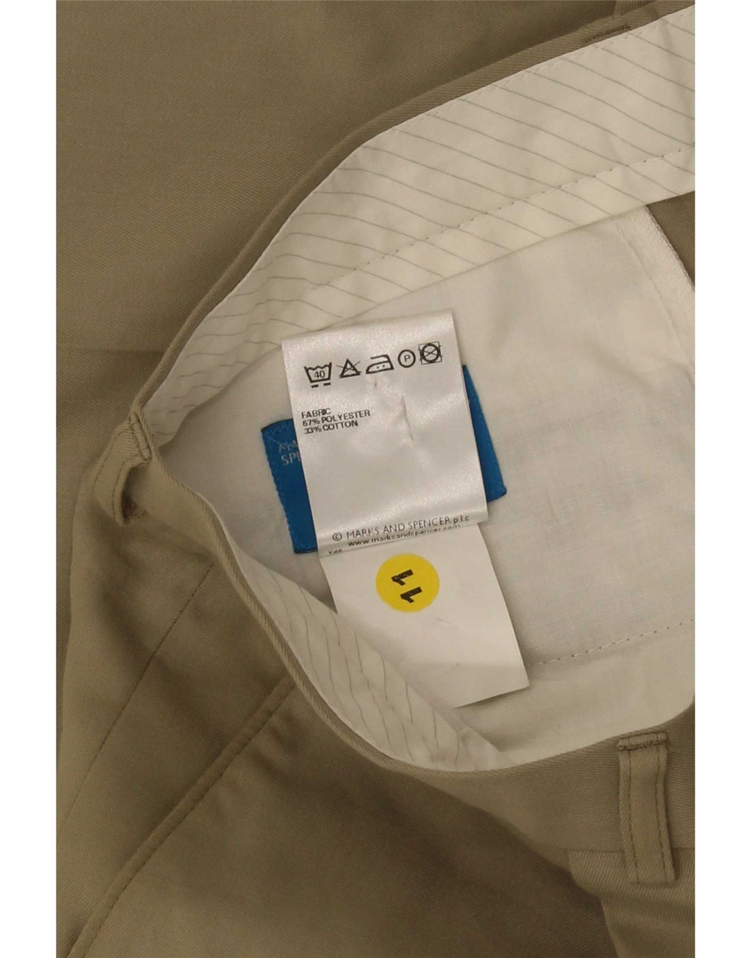 Marks & Spencer Mens Pegged Casual Trousers W34 L31 Khaki Polyester