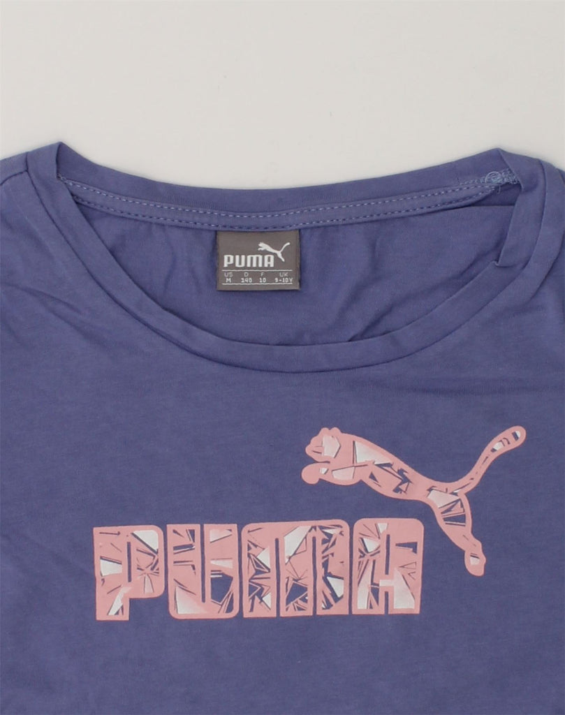 PUMA Girls Graphic T-Shirt Top 9-10 Years Blue | Vintage Puma | Thrift | Second-Hand Puma | Used Clothing | Messina Hembry 