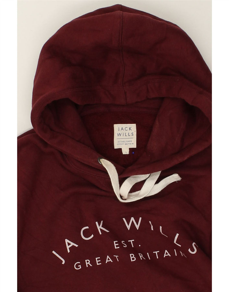 JACK WILLS Mens Graphic Hoodie Jumper Small Maroon Cotton | Vintage Jack Wills | Thrift | Second-Hand Jack Wills | Used Clothing | Messina Hembry 