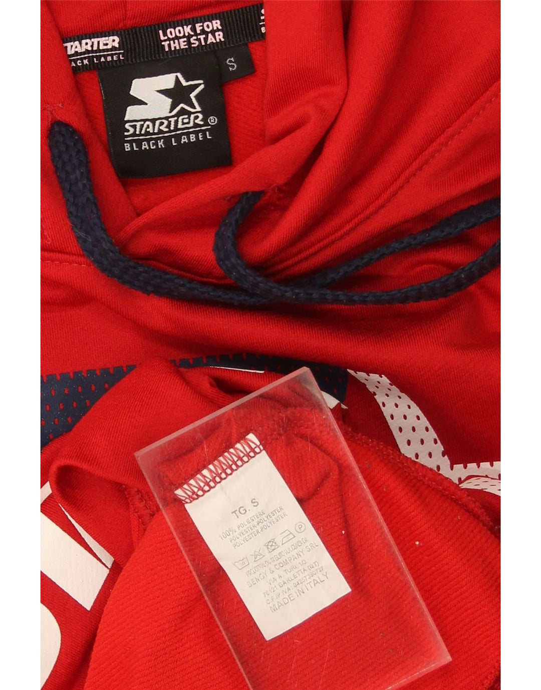 STARTER Mens Graphic Hoodie Jumper Small Red Polyester