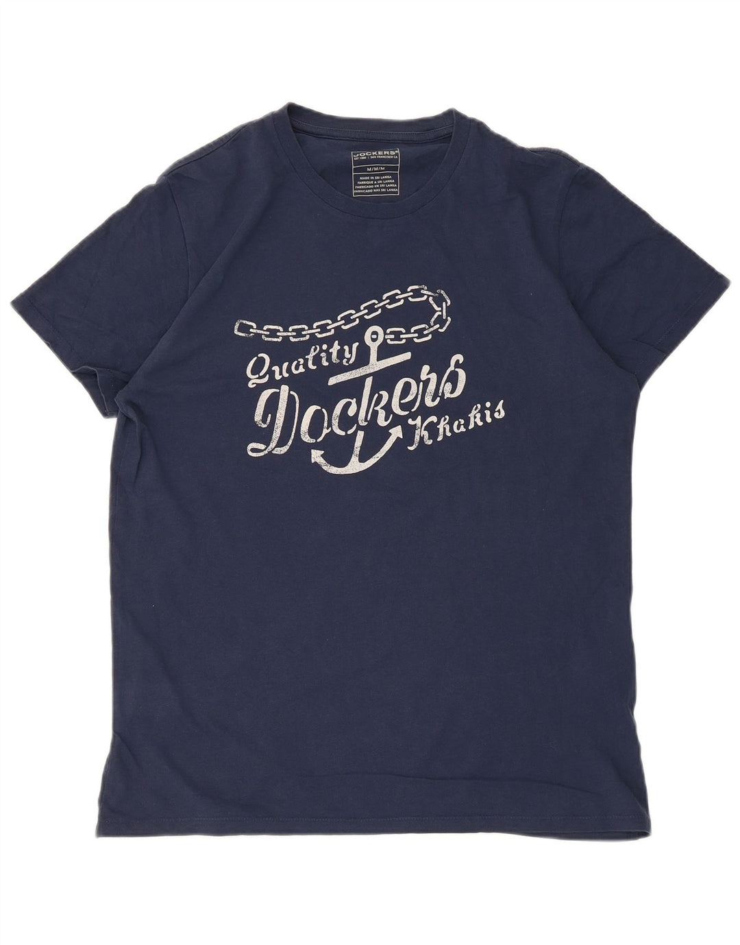Dockers Mens Khakis Graphic T-Shirt Top Medium Navy Blue Cotton