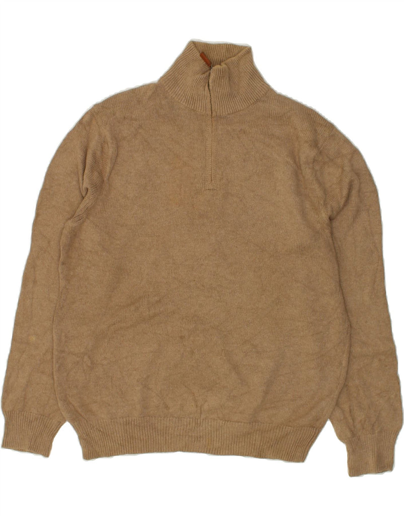 J. CREW Mens Zip Neck Jumper Sweater Medium Brown Cotton | Vintage J. Crew | Thrift | Second-Hand J. Crew | Used Clothing | Messina Hembry 