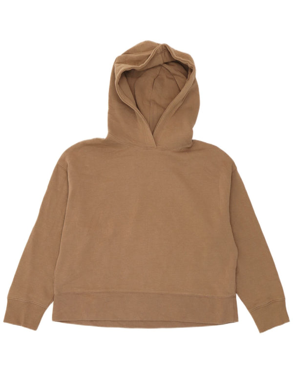 Zara Womens Hoodie Jumper UK 16 Large Brown Cotton
