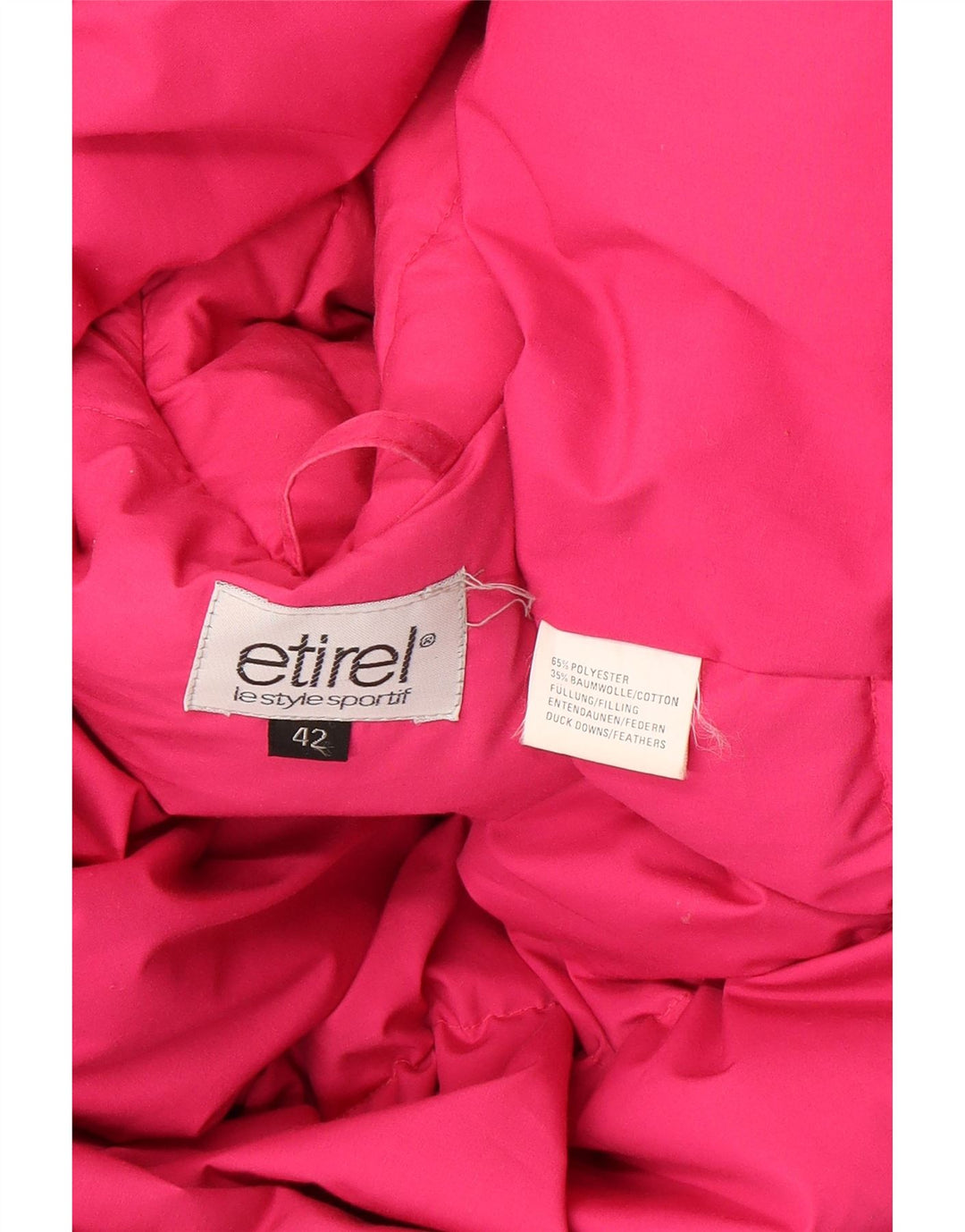 Etirel Womens Hooded Oversized Padded Jacket EU 42 Large Pink Polyester