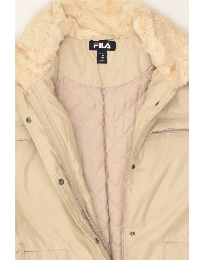 FILA Womens Padded Coat IT 44 Medium Beige Polyester | Vintage Fila | Thrift | Second-Hand Fila | Used Clothing | Messina Hembry 