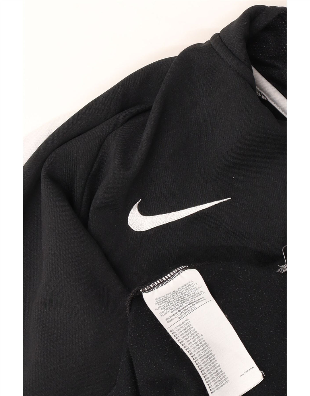 Nike Mens Zip Neck Pullover Tracksuit Top Large Black Colourblock Polyester