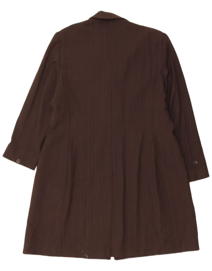 Marks & Spencer Womens Overcoat UK 20 2XL Brown Pinstripe Polyester