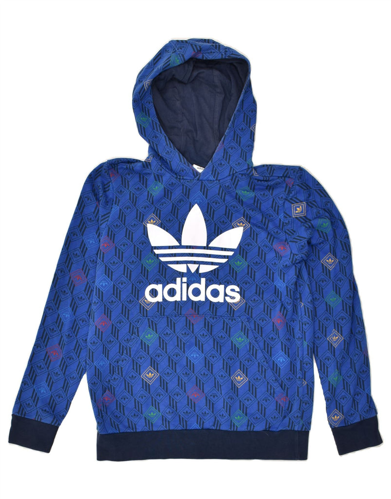 ADIDAS Boys Graphic Hoodie Jumper 13-14 Years  Blue Cotton | Vintage Adidas | Thrift | Second-Hand Adidas | Used Clothing | Messina Hembry 