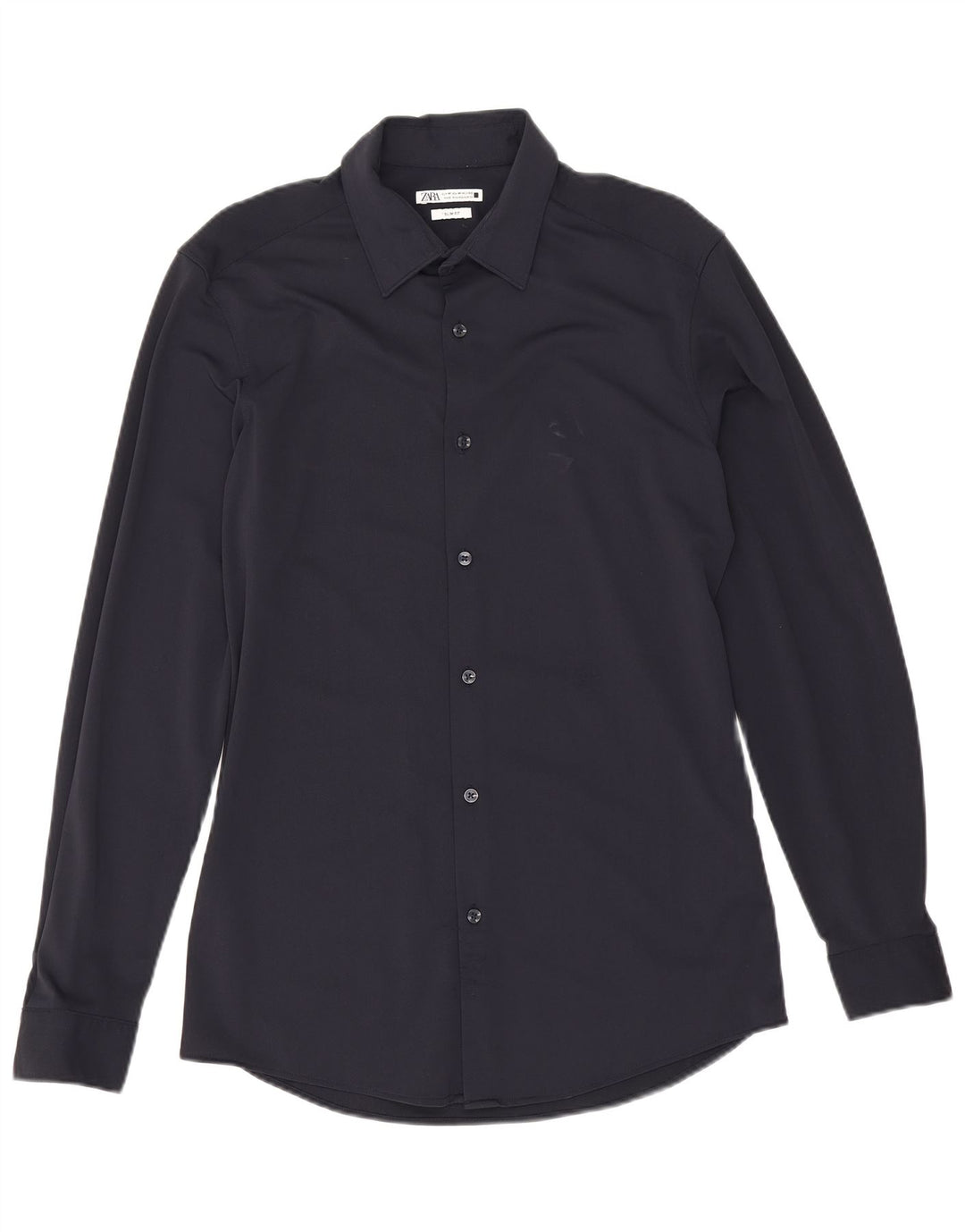 Zara Mens Slim Fit Shirt Medium Navy Blue Polyamide