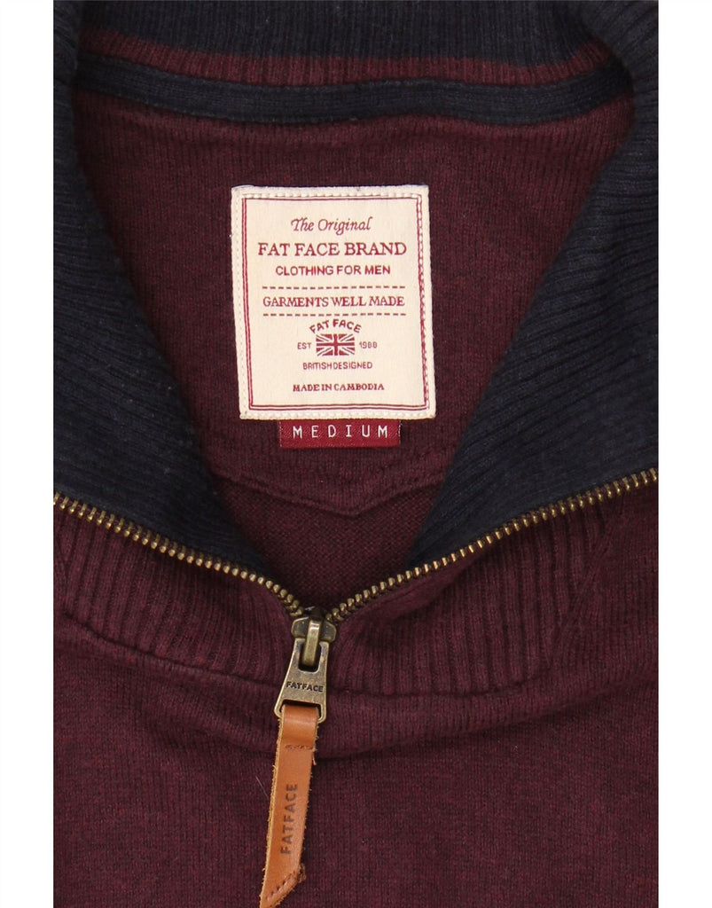 FAT FACE Mens Zip Neck Jumper Sweater Medium Burgundy Cotton Vintage Fat Face and Second-Hand Fat Face from Messina Hembry 