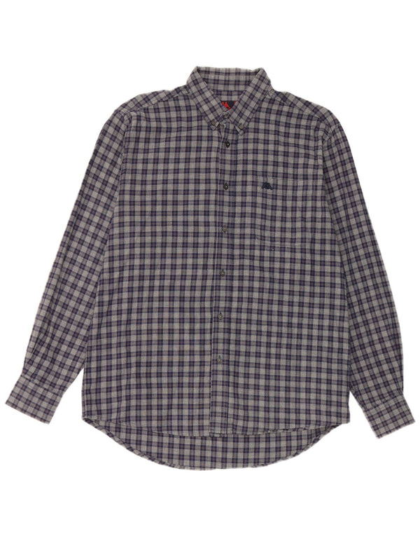 Kappa Mens Shirt Medium Navy Blue Check Cotton