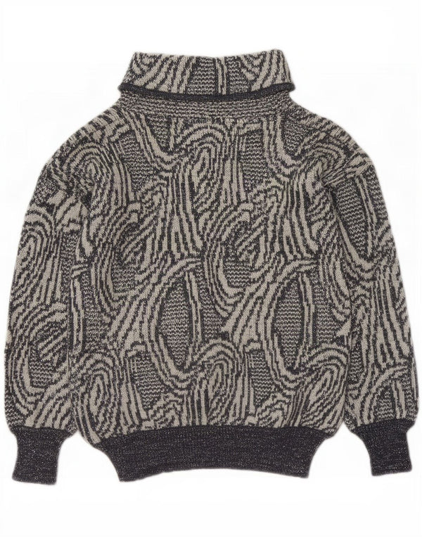 Vintage Womens Batwing Roll Neck Jumper Sweater UK 14 Medium Grey