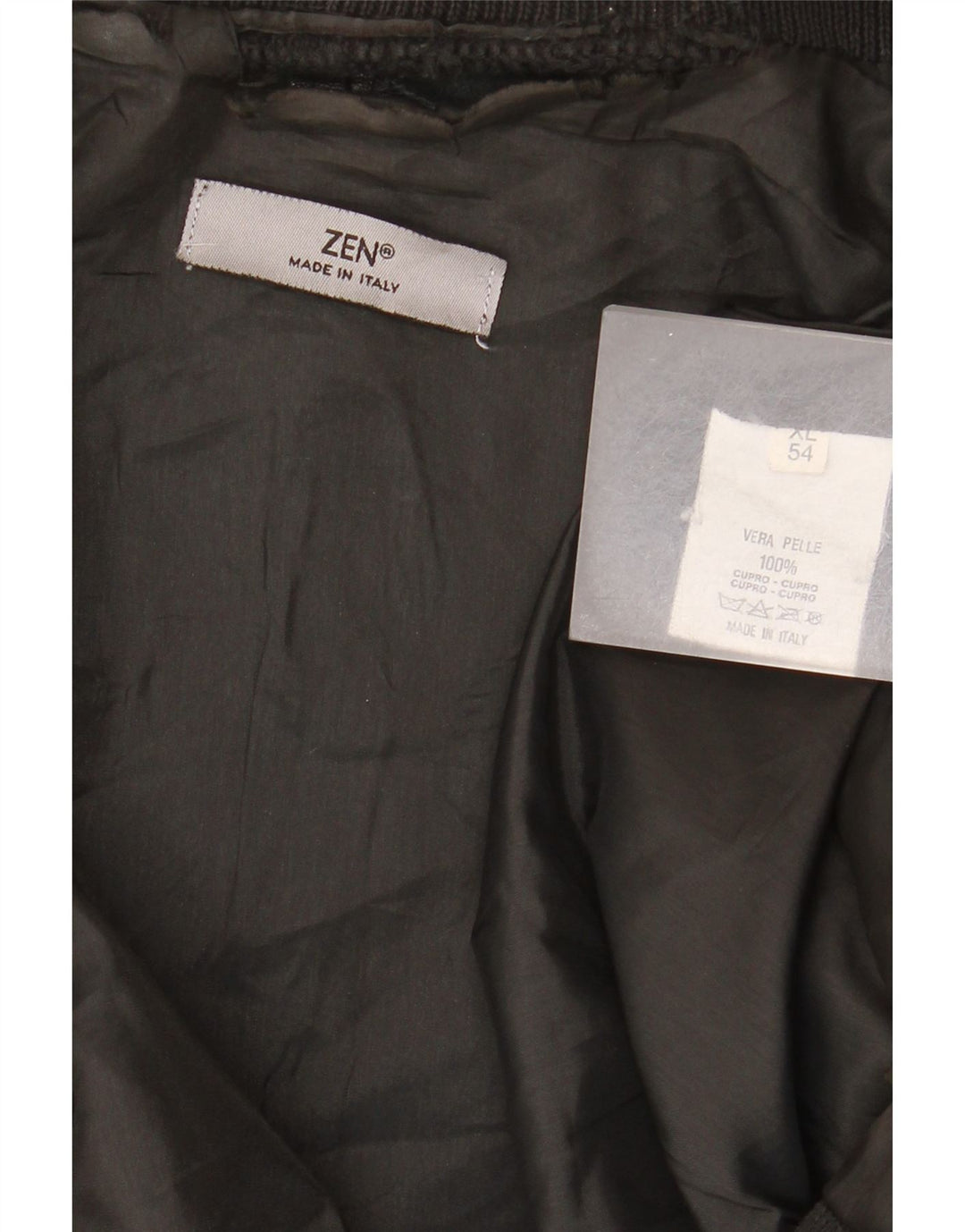 Zen Mens Leather Jacket IT 54 XL Black Leather