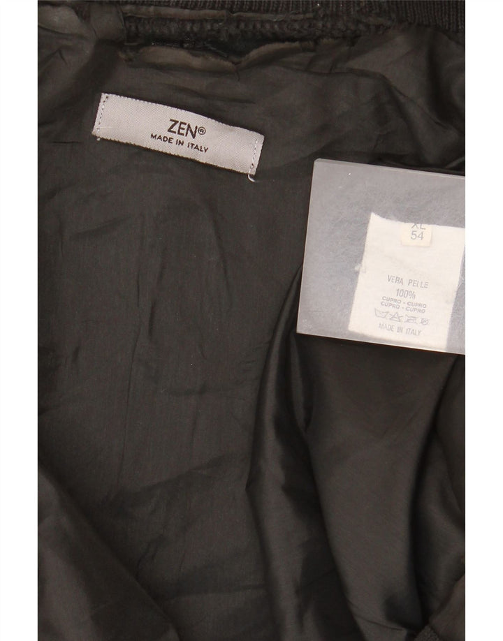 Zen Mens Leather Jacket IT 54 XL Black Leather